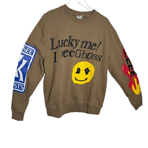 Nagri  Lucky Me I See Ghosts Sweatshirt Brown Camp Flog Gnaw Graphic Mens XL - Picture 9 of 9